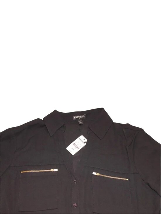 Express Tops - Express Women's Long Sleeve Button-up Black Shirt NWT Size M